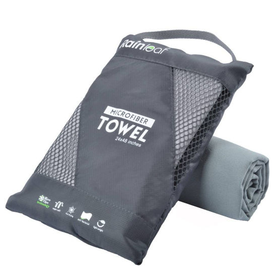 Picture of Rainleaf Microfiber Towel Perfect Travel & Sports &Camping Towel.Fast Drying - Super Absorbent - Ultra Compact,Gray,16 X 32 Inches