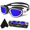 Picture of WIN.MAX Polarized Swimming Goggles Swim Goggles Anti Fog Anti UV No Leakage Clear Vision for Men Women Adults Teenagers (Black&White/Blue Polarized Mirrored Lens)