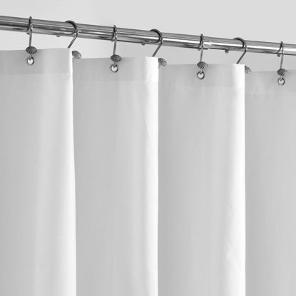 Picture of ALYVIA SPRING Waterproof Fabric Shower Curtain Liner with 3 Magnets - Soft & Light-Weight, Hotel Quality & Machine Washable - Standard Size 70x72, White