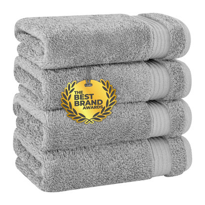 Picture of Cotton Paradise Hand Towels for Bathroom, 100% Turkish Cotton 16x28 inch 4 Piece Hand Towel Set, Soft Absorbent Face Towel Clearance Set, Light Grey Hand Towels