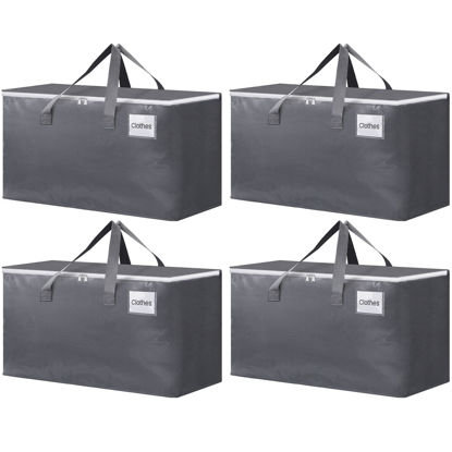 Picture of BlissTotes Large Moving Boxes with Zippers & Handles Moving Supplies with lids, Heavy Duty Totes for Storage Bags for Space Saving, Fold Flat, Moving and Storing 93L, 4 Pack