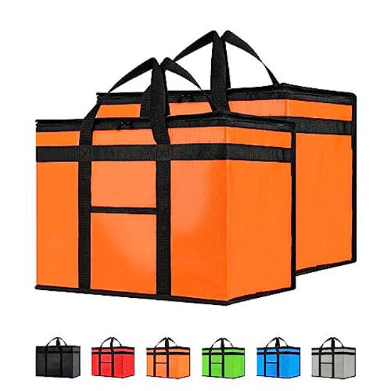 NZ home Insulated Cooler Bag XL Plus 2 pack for Food Delivery Grocery Shopping with Zippered Top Orange