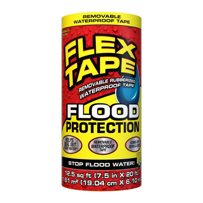 Picture of Flex Tape Flood Protection, 7.5 in x 20 ft, Waterproof Rubberized Tape, Removable, Use on Windows, Doors, Garage Doors, Casings, Thresholds, Conduits, Vents, Ducts