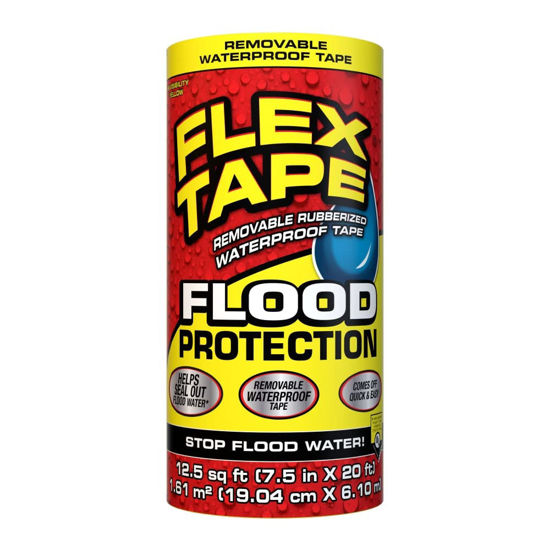 Picture of Flex Tape Flood Protection, 7.5 in x 20 ft, Waterproof Rubberized Tape, Removable, Use on Windows, Doors, Garage Doors, Casings, Thresholds, Conduits, Vents, Ducts