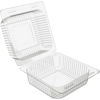 Picture of Axe Sickle 80 Count 5 x 5 inch Clear Plastic Hinged Take Out Containers Clamshell Takeout Tray Disposable Food Clamshell Containers for Dessert, Cakes, Cookies, Salads, Pasta, Sandwiches