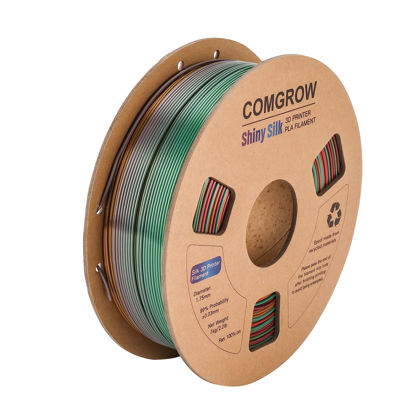 Picture of Rainbow Colors Silk PLA 3D Printer Filament, Rainbow PLA Filament 1.75mm, Dimensional Accuracy +/- 0.02 mm, 1KG Spool, Coextrusion 3D Filament with Shiny Silk Rainbow Macaron