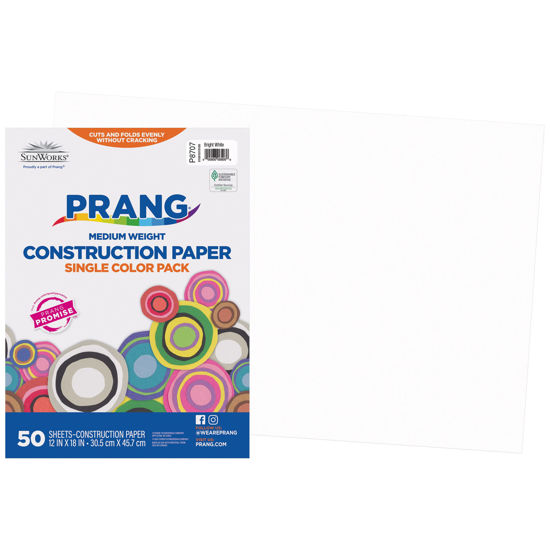 Prang (Formerly SunWorks) Construction Paper, Bright White, 12 x 18, 50  Sheets