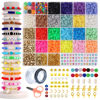 Picture of LZOUOWO 5300 Clay Beads for Bracelets Making Aesthetic Kit with Smiley Face Beads Polymer Clay Flat Beads for Friendship Bracelet Kit Heishi disc Beads and Letter Beads for Girls Ages 8-12