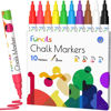 Picture of Funcils Fine Tip Chalk Markers for Chalkboard, Blackboard, Window, Labels, Bistro, Glass, Car, Board (10 Pack, 3mm) - Wet Wipe Erasable Ink, 3mm Reversible Tip Liquid Chalk Pens