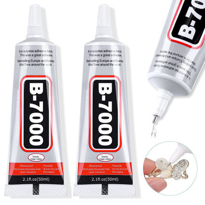 Picture of B-7000 Super Adhesive Glue, Industrial Strength B7000 Glues Paste for Rhinestones Crafts, Clothes Shoes, Fabric, Jewelry Making, Cell Phones, Tablet, Wood, Rubber, Leather (2x50 ml/2.1 oz)