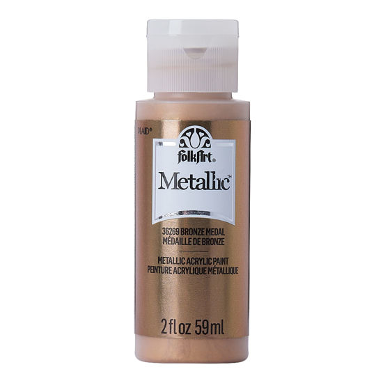 Picture of FolkArt Metallic Acrylic Craft Paint, Bronze Metal 2 fl oz Premium Metallic Finish Paint, Perfect For Easy To Apply DIY Arts And Crafts, 36269