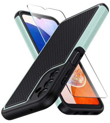 Picture of FNTCASE for Samsung Galaxy A14 5G Case: Dual Layer Protective Heavy Duty Cell Phone Cover Shockproof Rugged with Non Slip Textured Back - Military Protection Bumper Tough - 2023, 6.6inch (Black Mint)