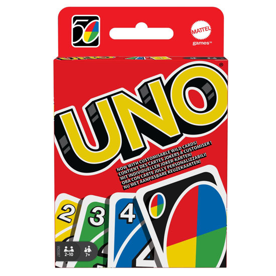 Picture of UNO - Classic Colour & Number Matching Card Game - 112 Cards - Customizable & Erasable Wild - Special Action Cards Included - Gift for Kids 7+, W2087