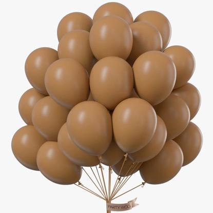 Picture of PartyWoo Caramel Brown Balloons, 50 pcs 12 Inch Boho Brown Balloons, Matte Brown Balloons for Balloon Garland or Balloon Arch as Party Decorations, Birthday Decorations, Wedding Decorations, Brown-F10
