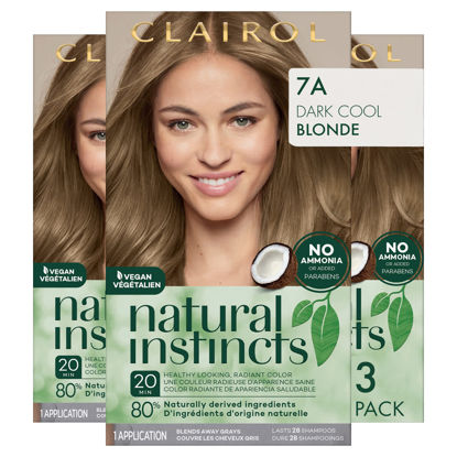 Picture of Clairol Natural Instincts Demi-Permanent Hair Dye, 7A Dark Cool Blonde Hair Color, 1 Count(Pack of 3)
