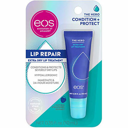 Picture of eos The Hero Lip Repair, Extra Dry Lip Treatment, 24HR Moisture, Overnight Lip Treatment, Natural Strawberry Extract, 0.35 fl oz