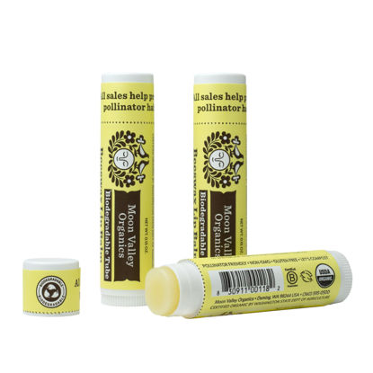 Picture of Moon Valley Organics Beeswax Lip Balm for Moisturizing Lips and Cuticles (VELVETY VANILLA, 3-Pack)