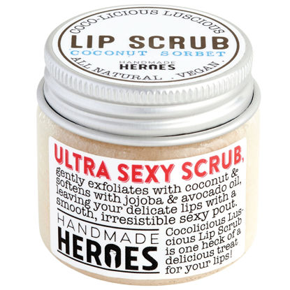 Picture of 100% Natural Lip Scrub, Vegan Conditioning Coconut Lip Exfoliator - Gentle Exfoliant, Sugar Lip Polish and Lip Exfoliator Scrubber for Chapped and Dry Lips, 1oz (Coconut Sorbet)