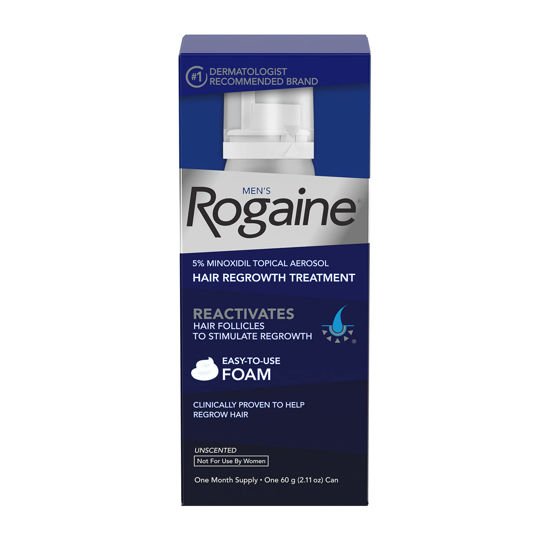 Picture of Men's Rogaine 5% Minoxidil Foam for Hair Loss and Hair Regrowth, Topical Treatment for Thinning Hair, 1-Month Supply