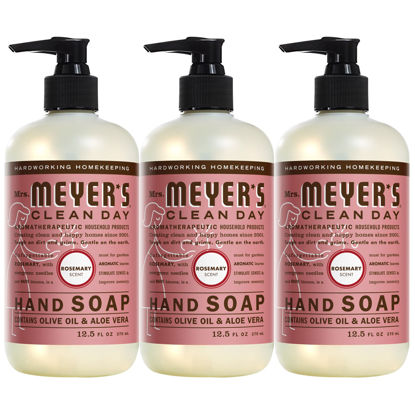 Picture of Mrs. Meyer's Hand Soap, Made with Essential Oils, Biodegradable Formula, Rosemary, 12.5 fl. oz - Pack of 3