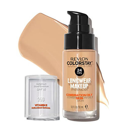 Picture of Revlon Liquid Foundation, ColorStay Face Makeup for Combination & Oily Skin, SPF 15, Medium-Full Coverage with Matte Finish, Natural Ochre (175), 1.0 oz