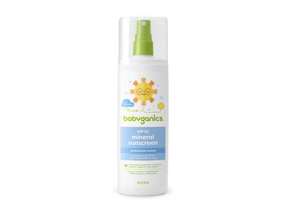 Picture of Babyganics SPF 50 Mineral Baby Sunscreen Spray, Unscented | UVA UVB Protection | Octinoxate & Oxybenzone Free | Water Resistant, Value Size, 8oz