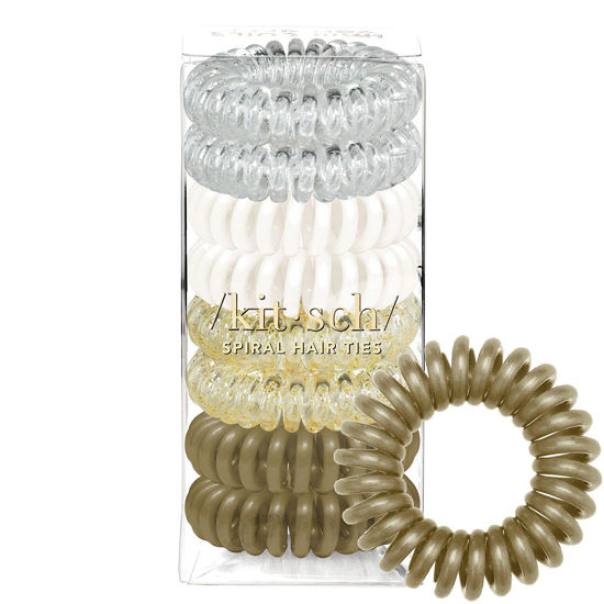 Picture of Kitsch Spiral Hair Ties, Coil Hair Ties, Phone Cord Hair Ties, Hair Coils - 8 Pcs, Blonde