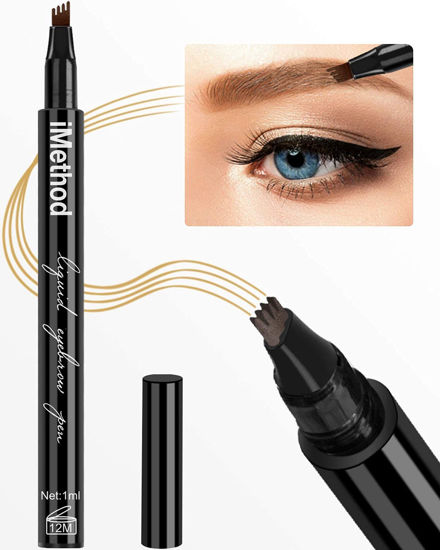 Picture of iMethod Eyebrow Pen - iMethod Eye Brown Makeup, Eyebrow Pencil with a Micro-Fork Tip Applicator Creates Natural Looking Brows Effortlessly and Stays on All Day, Light Brown