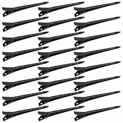 Picture of 24 Packs Duck Bill Clips, Bantoye 2.75 Inches Rustproof Metal Alligator Curl Clips with Holes for Hair Styling, Hair Coloring, Black