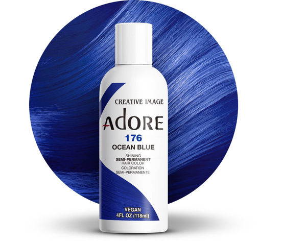 Picture of Adore Semi Permanent Hair Color - Vegan and Cruelty-Free Hair Dye - 4 Fl Oz - 176 Ocean Blue (Pack of 1)