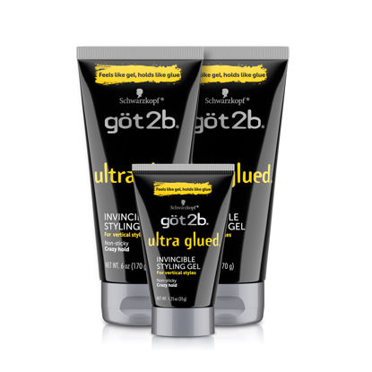 Picture of Got2B Ultra Glued Invincible Styling Gel 2 6oz tubes + 1 Travel 1.25oz tube
