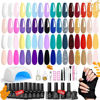 Picture of Beetles 52 Pcs Gel Nail Polish Kit with UV LED Light World Travel Collection Soak Off 32 Colors Gel Polish Base Gel Top Coat All Season Manicure Set Gift