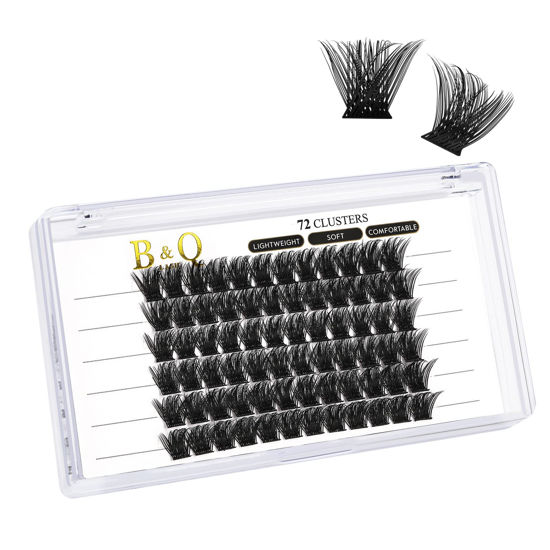 Picture of Lash Clusters B53 D Curl 16mm DIY Eyelash Extensions 72 Clusters Lashes B&Q LASH Volume Individual Lashes Eyelash Clusters Extensions Individual Lashes Cluster DIY at Home (B53,D-16mm)