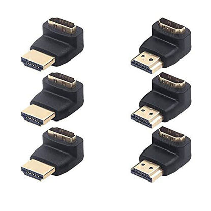 Picture of VCE HDMI 90 and 270 Degree Adapter 6-Pack, Right Angle HDMI Male to Female L Adapter Connector 3D&4K Supported