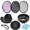 Picture of 3 Piece Filter Kit (UV-CPL-FLD) + Tulip Lens Hood + Soft Rubber Hood + Lens Cap + for Select Canon, Nikon, Sony, Olympus, Panasonic, Fuji, Sigma SLR Lenses, Cameras and Camcorders (52MM)