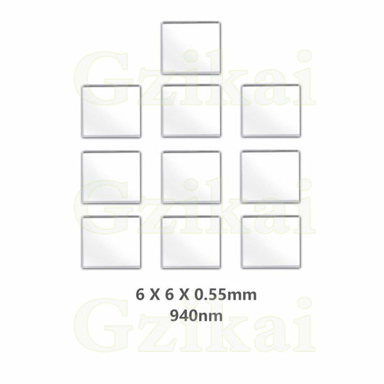 Picture of Gzikai 10pcs/1 Lot 6mm×6mm×0.55mm 940nm IR Infrared Narrow Bandpass Filter Optical Glass FWHM NBF940 for Camera Lense and Face Recognition