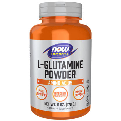 Picture of NOW Sports Nutrition, L-Glutamine Pure Powder, Nitrogen Transporter*, Amino Acid, 6-Ounce