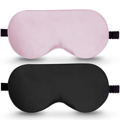 Picture of Sleep Mask, 2 Pack 100% Real Natural Pure Silk Eye Mask with Adjustable Strap for Sleeping, BeeVines Eye Sleep Shade Cover, Blocks Light Reduces Puffy Eyes Gifts