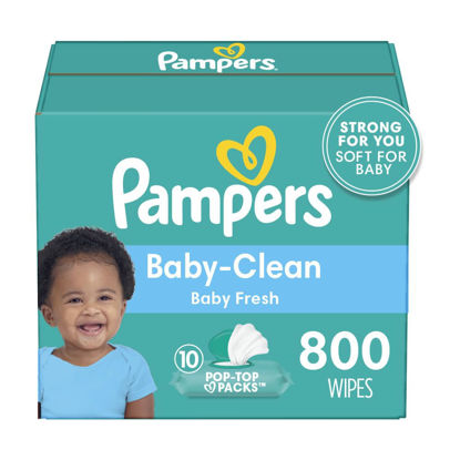 Picture of Baby Wipes, Pampers Baby Fresh Scented Baby Diaper Wipes 10X Pop-Top Packs, 800 Total Wipes (Packaging May Vary)