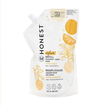 Picture of The Honest Company 2-in-1 Cleansing Shampoo + Body Wash Refill Pouch | Gentle for Baby | Naturally Derived, Tear-free, Hypoallergenic | Citrus Vanilla Refresh, 32 fl oz