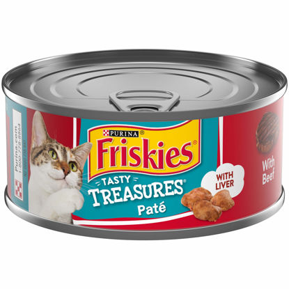 Picture of Purina Friskies Pate Wet Cat Food, Tasty Treasures With Liver & Beef - (24) 5.5 oz. Cans