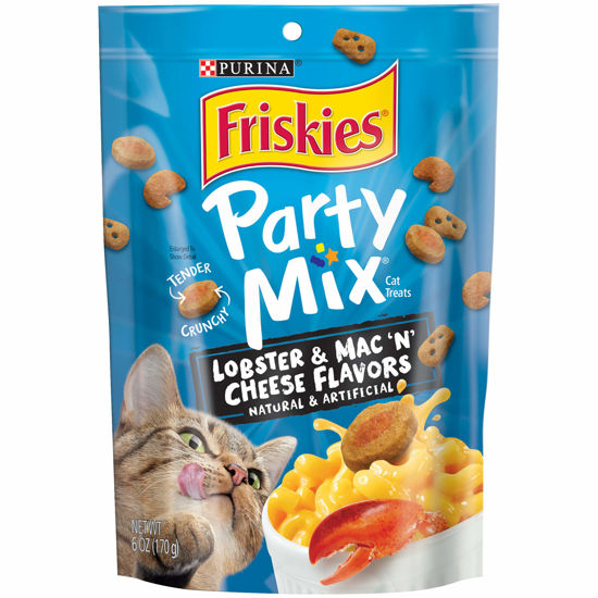 Picture of Friskies Purina Friskies Made in USA Facilities Cat Treats, Party Mix Lobster & Mac 'N' Cheese Flavors - (6) 6 Oz. Pouches