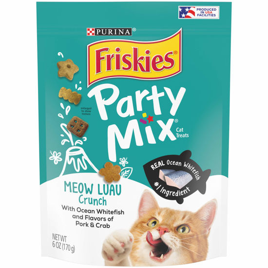 Picture of Friskies Purina Friskies Made in USA Facilities Cat Treats, Party Mix Meow Luau Crunch - (6) 6 oz. Pouches