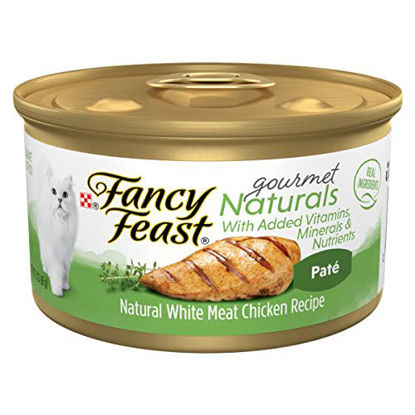 Picture of Purina Fancy Feast Grain Free Wet Cat Food Pate Gourmet Naturals White Meat Chicken Recipe - (12) 3 oz. Cans