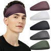 Picture of Pilamor Sports Headbands for Men (5 Pack),Moisture Wicking Workout Headband, Sweatband Headbands for Running,Cycling,Football,Yoga,Hairband for Women and Men (White, Brown, Dark Gray, Black, Green)