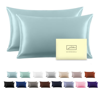 Picture of Silk Pillowcase for Hair and Skin, Soft, Breathable and Sliky Standard Size Silk Pillow Case, Both Sides Natural Mulberry Silk Pillowcases with Hidden Zipper (Standard Size 20"X 26")