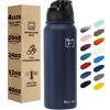 Picture of Fanhaw Insulated Water Bottle with Chug Lid - 20 Oz Double-Wall Vacuum Stainless Steel Reusable Leak & Sweat Proof Sports Water Bottle Dishwasher Safe with Anti-Dust Standard Mouth Lid (Navy Blue)