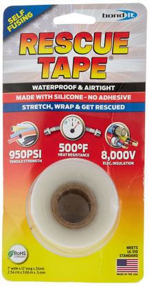 Picture of Rescue Tape | Self-Fusing Silicone Tape | Emergency Pipe & Plumbing Repair | DIY Repairs | Seal Radiator Hose Leaks | Wrap Electrical Wires | Used by US Military | 1” X 12’ | Silicone Rubber | Clear