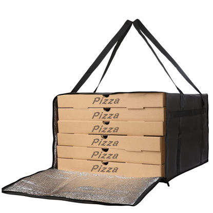 Picture of Bodaon Insulated Pizza Delivery Bag, 22" x 22" x 12" Pizza Warmer Bags for Carry Hot, Black, 1-Pack