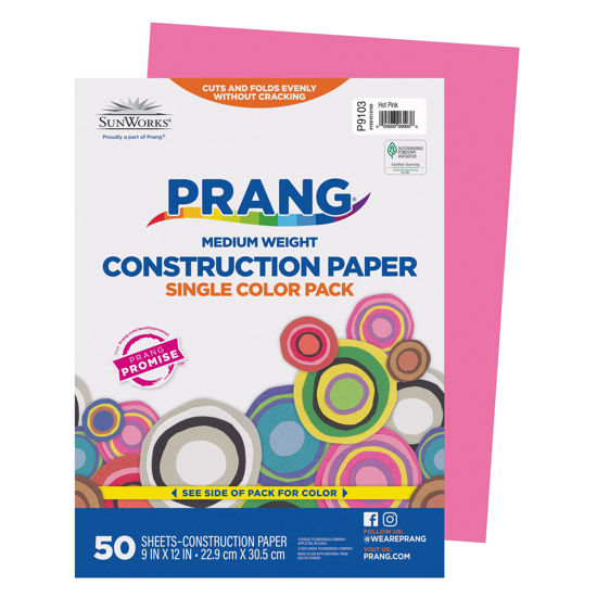 Picture of Prang (Formerly SunWorks) Construction Paper, Hot Pink, 9" x 12", 50 Sheets